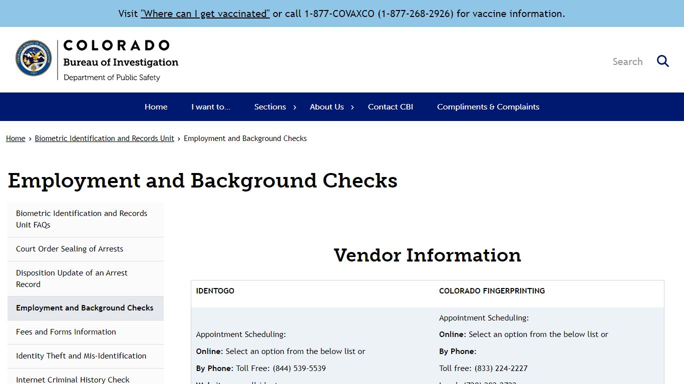 Employment and Background Checks | Colorado Bureau of Investigation